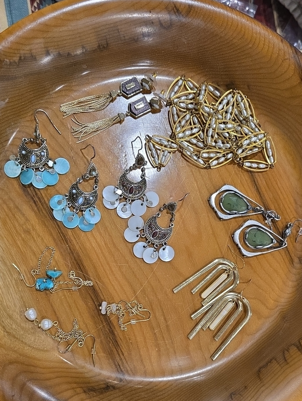 Bundle Of Misc Mixed Metal Dangle Earrings And Necklace